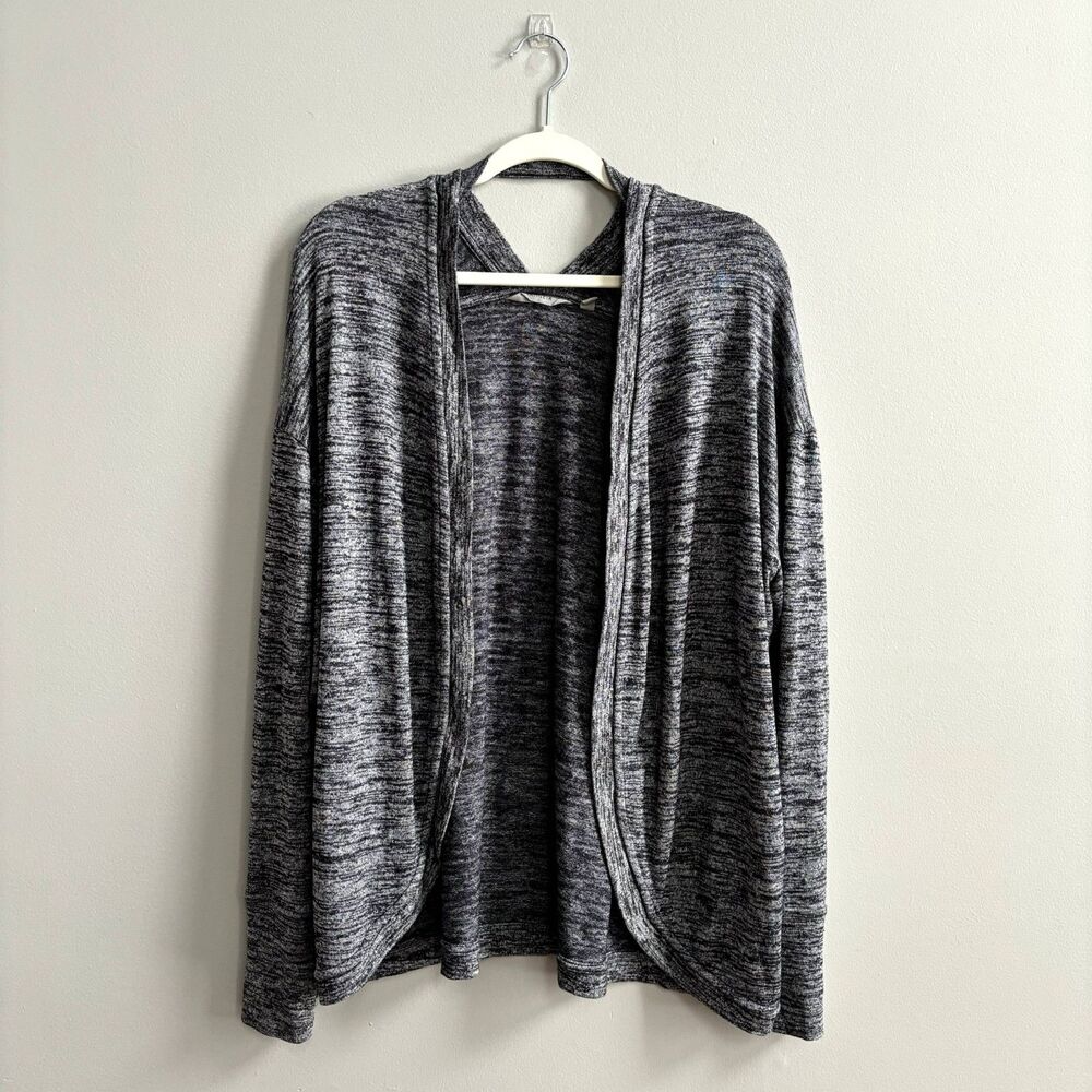 Athleta Open Front Cardigan Sweater Women's M Heather Gray Thumb Holes Casual